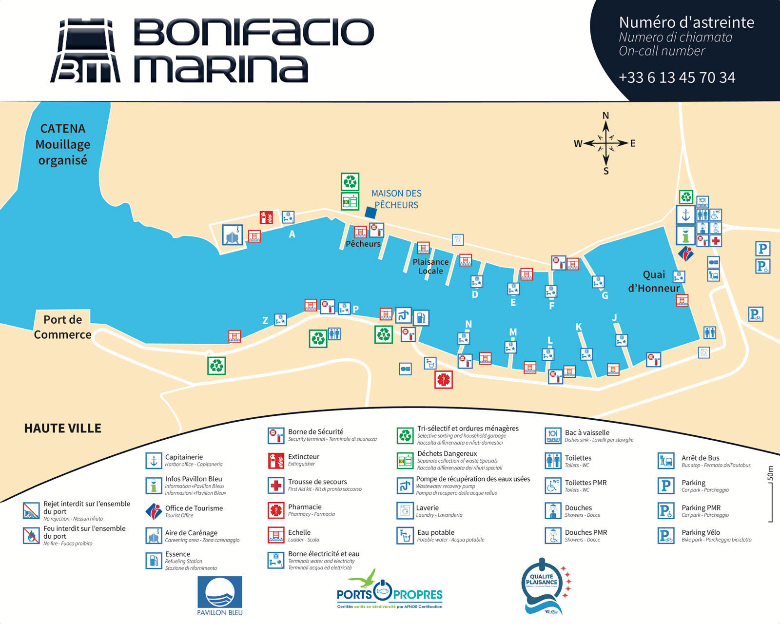 plan du port ordures ménagères - Bonifacio Marina